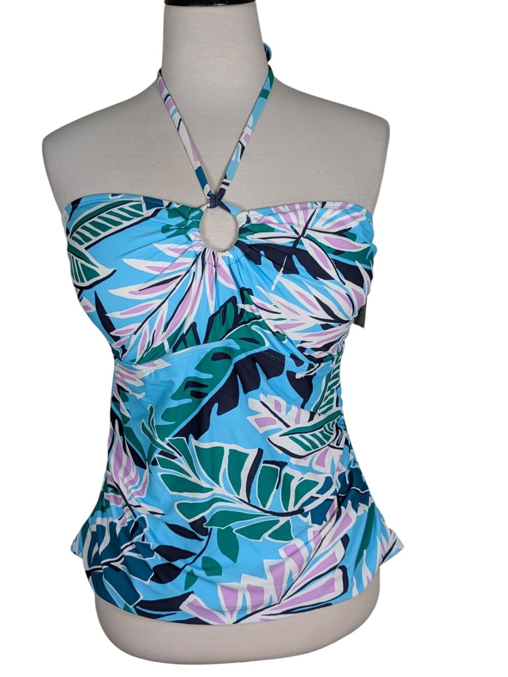 New Urban Sea Women's Size Large Oasis Key Hole Tankini Tropical Print Swim Top